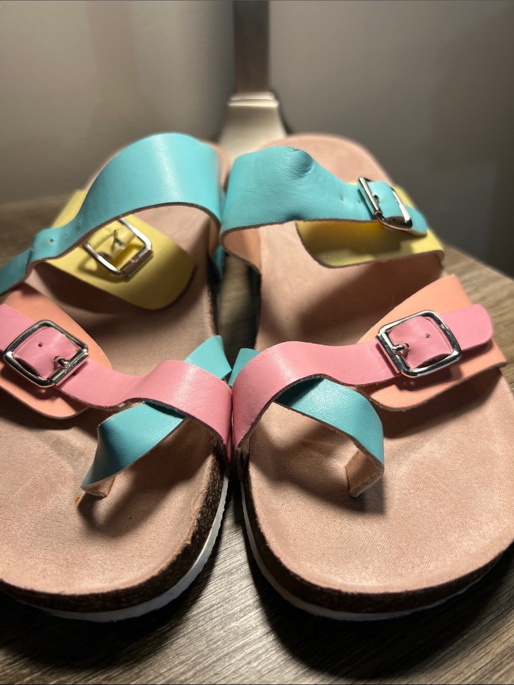 Kids Multicolor Strappy Comfort Sandals - Pastel Pink, Blue & Yellow stock (18) - Picture 4 of 5